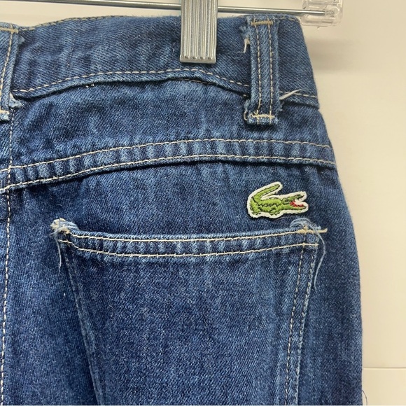 Vtg Lacoste Izod Jeans Women Sz 12 Wide Leg High Waisted Blue Denim Logo Retro - Picture 7 of 10